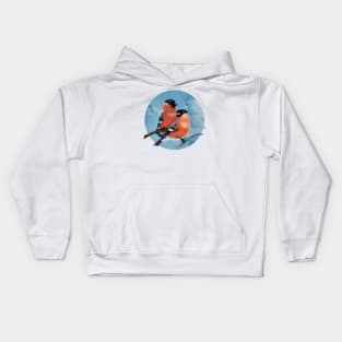 Bullfinches, watercolor Kids Hoodie